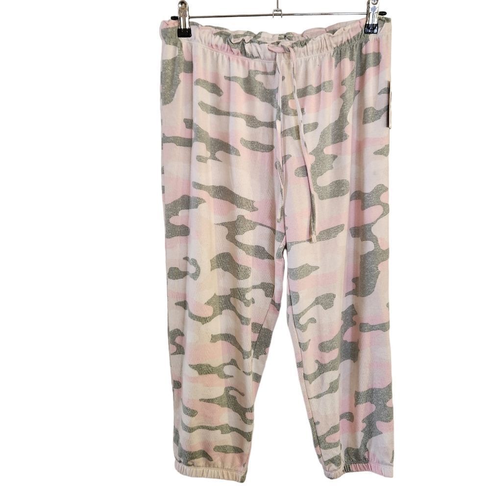 Kensie Printed Super Soft Jogger Loungewear Drawstring Cropped Pants Size Large